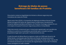Entrega de títulos de posse para familias de Pratinha